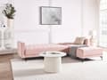 Miniatyrbilde 4 av 11: Venstre Hjørnesofa Pastellrosa Fløyel Tufted Stoff Moderne L-formet Modulær 4 Seter L Sjeselong