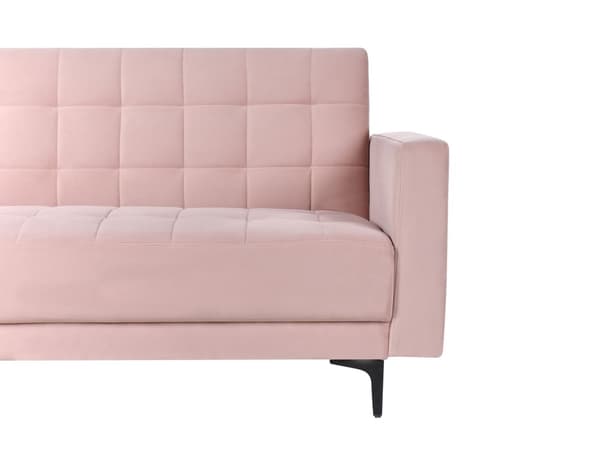 Venstre Hjørnesofa Pastellrosa Fløyel Tufted Stoff Moderne L-formet Modulær 4 Seter L Sjeselong