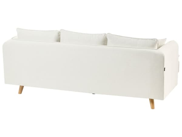 Sofa Hvitt Stoff Polstret med Ottoman Tuftet Polstret Sete med Spredte Puter
