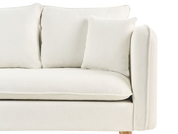 Sofa Hvitt Stoff Polstret med Ottoman Tuftet Polstret Sete med Spredte Puter