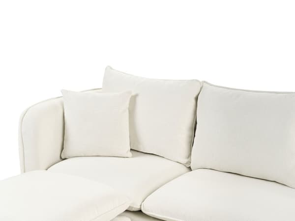 Sofa Hvitt Stoff Polstret med Ottoman Tuftet Polstret Sete med Spredte Puter