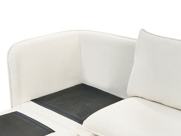 Sofa Hvitt Stoff Polstret med Ottoman Tuftet Polstret Sete med Spredte Puter