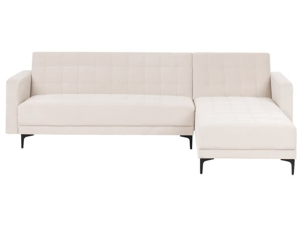 Venstre Hjørnesofa Lys Beige Fløyel Tufted Stoff Moderne L-formet Modulær 4 Seter L Sjeselong