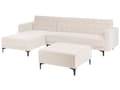Miniatyrbilde 5 av 11: Vendbar Sovesofa med Sjeselong Høyrehånds Hjørnesofa Lysebeige Fløyels Tuftet Stoff Moderne L-formet Modulær 4 Seter med Ottoman Sjeselongue