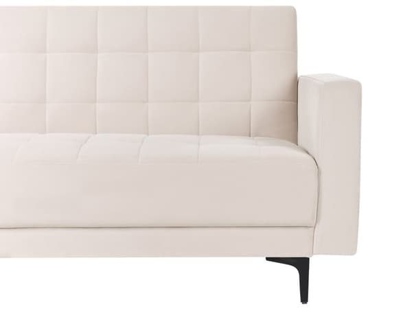 Vendbar Sovesofa med Sjeselong Høyrehånds Hjørnesofa Lysebeige Fløyels Tuftet Stoff Moderne L-formet Modulær 4 Seter med Ottoman Sjeselongue