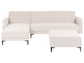 Miniatyrbilde 1 av 11: Vendbar Sovesofa med Sjeselong Høyrehånds Hjørnesofa Lysebeige Fløyels Tuftet Stoff Moderne L-formet Modulær 4 Seter med Ottoman Sjeselongue