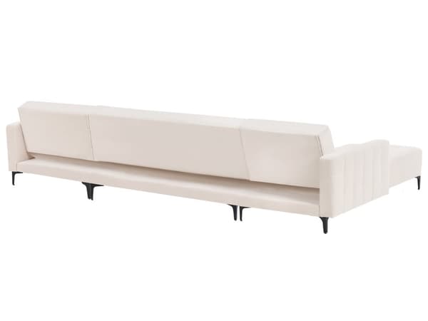 Hjørnesofa Lys Beige Fløyels Tufted Stoff Moderne U-formet Modulær 5 Seter med Sjeselonger