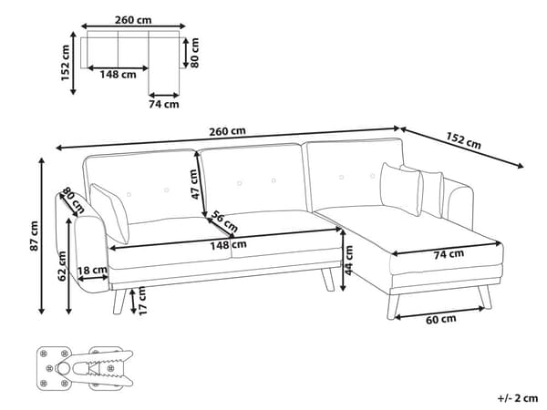 Sovesofa med Chaiselong Lysebrun 3 Personers Sofa L Formet Hjørnesofa Dyb Sofaseng Blød Stofsofa Design Hjørnesovesofa Venstrevendt