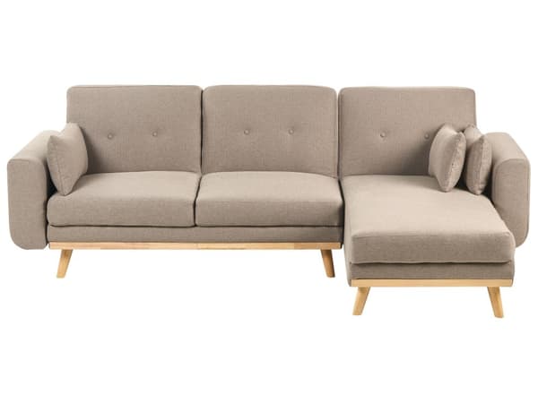 Sovesofa med Chaiselong Lysebrun 3 Personers Sofa L Formet Hjørnesofa Dyb Sofaseng Blød Stofsofa Design Hjørnesovesofa Venstrevendt