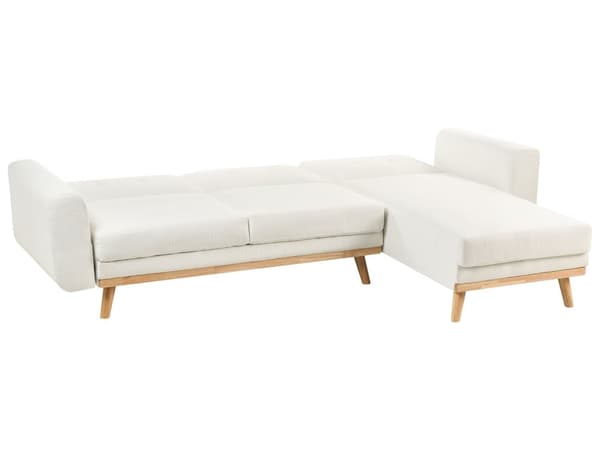 Sovesofa med Chaiselong Hvid 3 Personers Sofa L Formet Hjørnesofa Dyb Sofaseng Blød Stofsofa Design Hjørnesovesofa Venstrevendt