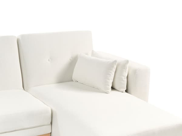 Sovesofa med Chaiselong Hvid 3 Personers Sofa L Formet Hjørnesofa Dyb Sofaseng Blød Stofsofa Design Hjørnesovesofa Venstrevendt