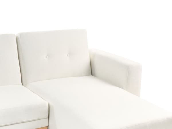 Sovesofa med Chaiselong Hvid 3 Personers Sofa L Formet Hjørnesofa Dyb Sofaseng Blød Stofsofa Design Hjørnesovesofa Venstrevendt