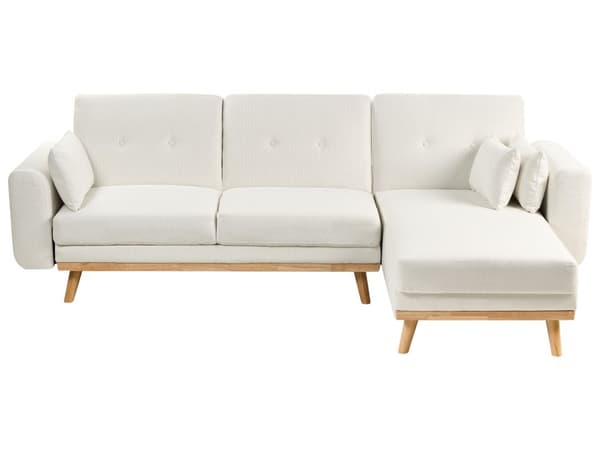 Sovesofa med Chaiselong Hvid 3 Personers Sofa L Formet Hjørnesofa Dyb Sofaseng Blød Stofsofa Design Hjørnesovesofa Venstrevendt