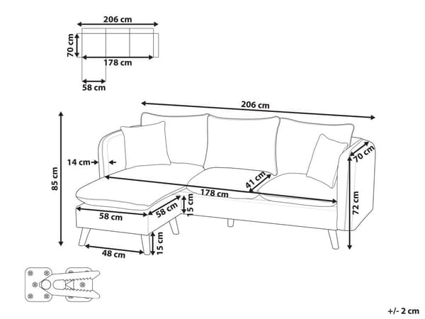 Sofa Lysebrun Polyester 3 Personers Tyk Polstret Dyb Blød Stofsofa med Fodskammel til Stuen Moderne Inspiration Stue Møbel Moderne