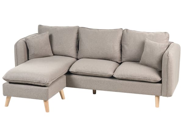 Sofa Lysebrun Polyester 3 Personers Tyk Polstret Dyb Blød Stofsofa med Fodskammel til Stuen Moderne Inspiration Stue Møbel Moderne