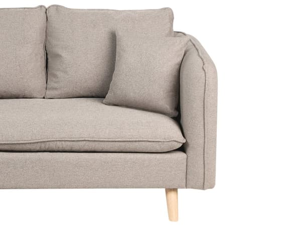 Sofa Lysebrun Polyester 3 Personers Tyk Polstret Dyb Blød Stofsofa med Fodskammel til Stuen Moderne Inspiration Stue Møbel Moderne