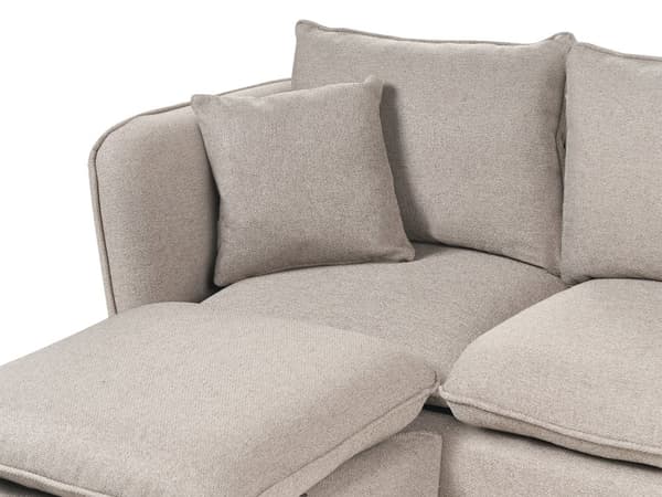 Sofa Lysebrun Polyester 3 Personers Tyk Polstret Dyb Blød Stofsofa med Fodskammel til Stuen Moderne Inspiration Stue Møbel Moderne
