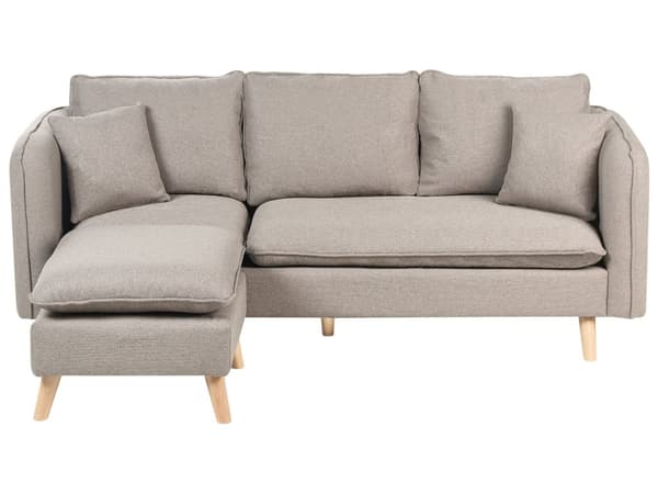 Sofa Lysebrun Polyester 3 Personers Tyk Polstret Dyb Blød Stofsofa med Fodskammel til Stuen Moderne Inspiration Stue Møbel Moderne