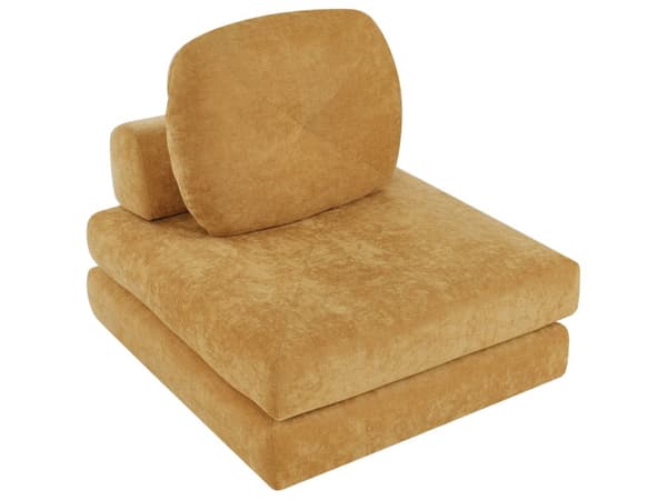 Sofa puf liggende gul polstret sofa til stuen værelse med sovefunktion pude aftagelige pudebetræk moderne design
