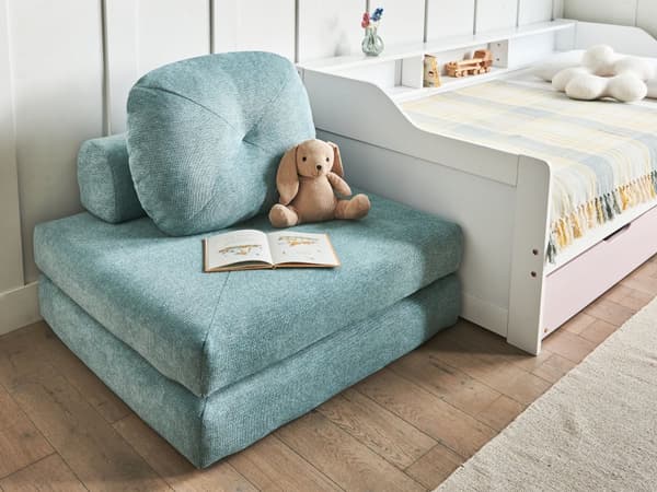 Sofa puf liggende mintgrøn polstret sofa til stuen værelse med sovefunktion pude aftagelige pudebetræk moderne design