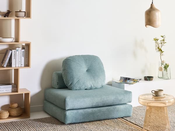 Sofa puf liggende mintgrøn polstret sofa til stuen værelse med sovefunktion pude aftagelige pudebetræk moderne design