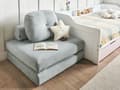 Miniatyrbillede 4 af 11: Sofa puf liggende lyseblå polstret sofa til stuen værelse med sovefunktion pude aftagelige pudebetræk moderne design