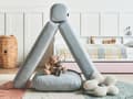 Miniatyrbillede 5 af 11: Sofa puf liggende lyseblå polstret sofa til stuen værelse med sovefunktion pude aftagelige pudebetræk moderne design