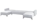 Miniatyrbillede 6 af 9: U Sofa med Dobbelt Chaiselong Lysegrå Velour 5 Personers Sovesofa Open End Moderne Tuftet Sofa med Sovefunktion til Stue Indretning