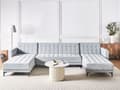Miniatyrbillede 2 af 9: U Sofa med Dobbelt Chaiselong Lysegrå Velour 5 Personers Sovesofa Open End Moderne Tuftet Sofa med Sovefunktion til Stue Indretning