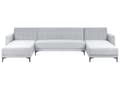 Miniatyrbillede 1 af 9: U Sofa med Dobbelt Chaiselong Lysegrå Velour 5 Personers Sovesofa Open End Moderne Tuftet Sofa med Sovefunktion til Stue Indretning