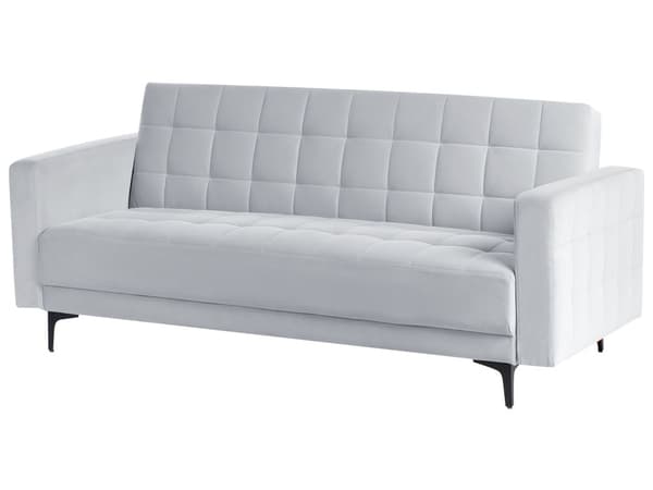 Sovesofa Lysegrå Velour 3 Personers Moderne Blød Sofa Sofaseng Tre Personers Designsofa Praktisk Splitback Stofsofa God Liggekomfort