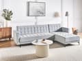 Miniatyrbillede 2 af 11: Sovesofa med Chaiselong Lysegrå Velour 4 Personers Sofa L Formet Hjørnesofa Sofaseng Blød Stofsofa Design Hjørnesovesofa Venstrevendt