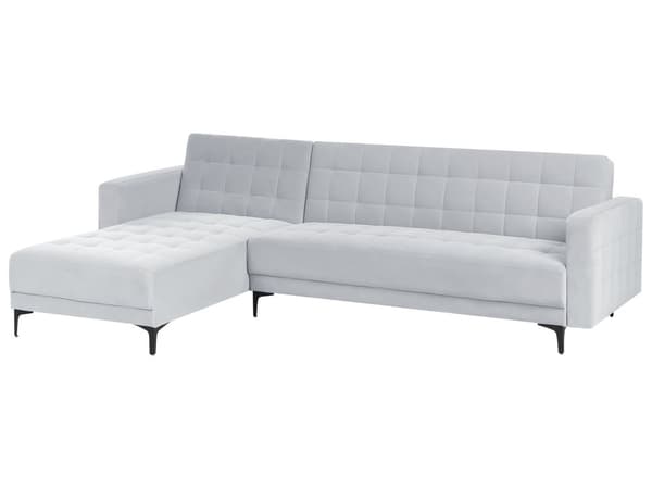 Sovesofa med Chaiselong Lysegrå Velour 4 Personers Sofa L Formet Hjørnesofa Dyb Sofaseng Blød Stofsofa Design Hjørnesovesofa Højrevendt