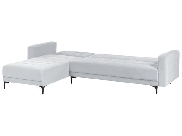 Sovesofa med Chaiselong Lysegrå Velour 4 Personers Sofa L Formet Hjørnesofa Dyb Sofaseng Blød Stofsofa Design Hjørnesovesofa Højrevendt