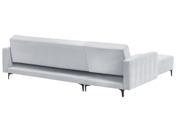 Sovesofa med Chaiselong Lysegrå Velour 4 Personers Sofa L Formet Hjørnesofa Dyb Sofaseng Blød Stofsofa Design Hjørnesovesofa Højrevendt