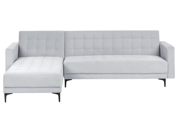 Sovesofa med Chaiselong Lysegrå Velour 4 Personers Sofa L Formet Hjørnesofa Dyb Sofaseng Blød Stofsofa Design Hjørnesovesofa Højrevendt