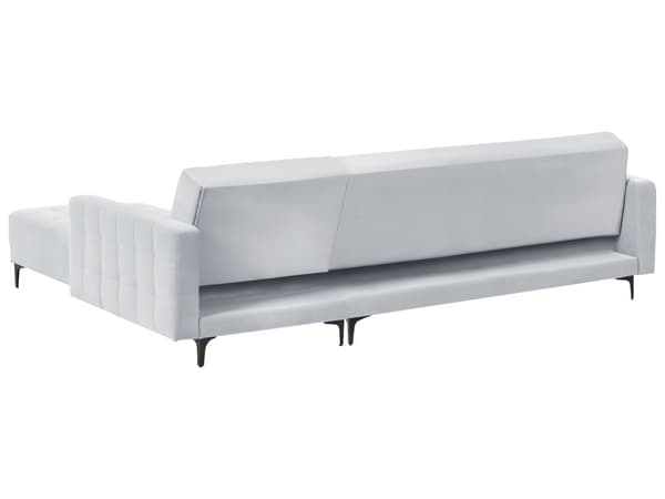 Sovesofa med Chaiselong Lysegrå Velour 4 Personers Sofa L Formet Hjørnesofa med Fodskammel Sofaseng Blød Stofsofa Design Hjørnesovesofa