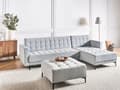 Miniatyrbillede 2 af 11: Sovesofa med Chaiselong Lysegrå Velour 4 Personers Sofa L Formet Hjørnesofa med Fodskammel Sofaseng Blød Stofsofa Design Hjørnesovesofa