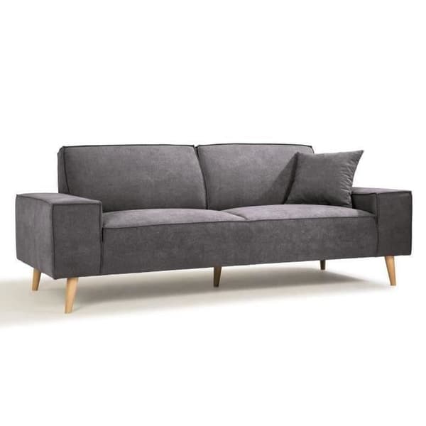 Hexagone - 3-sits rak soffa - Grå tyg - L 216 x D 90 x H 80 cm - Gustave