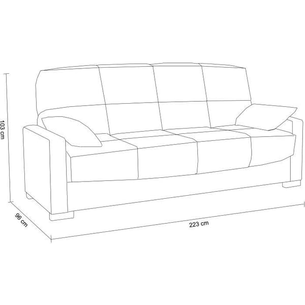 3-sits bäddsoffa - Ljusgrå - 14 cm madrass - 130 x 190 cm - MEGAN