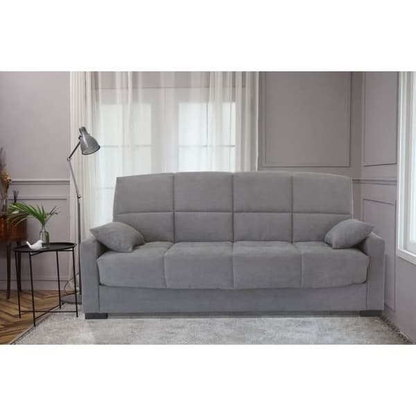 3-sits bäddsoffa - Ljusgrå - 14 cm madrass - 130 x 190 cm - MEGAN