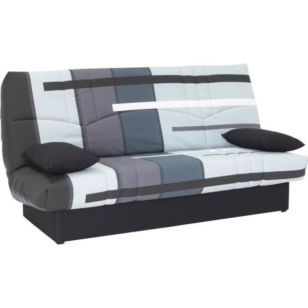 Clic clac 3 platser DREAM - 100 % bomullstyg med grått spårtryck - Säng 125x190 cm - L190 x D92 x H96 cm