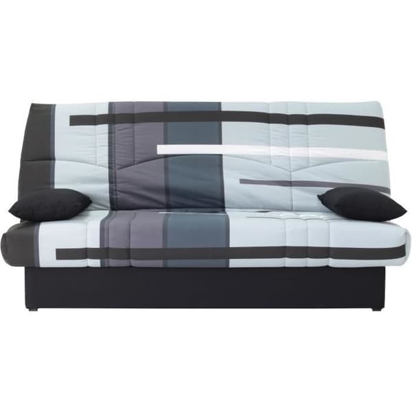 Clic clac 3 platser DREAM - 100 % bomullstyg med grått spårtryck - Säng 125x190 cm - L190 x D92 x H96 cm