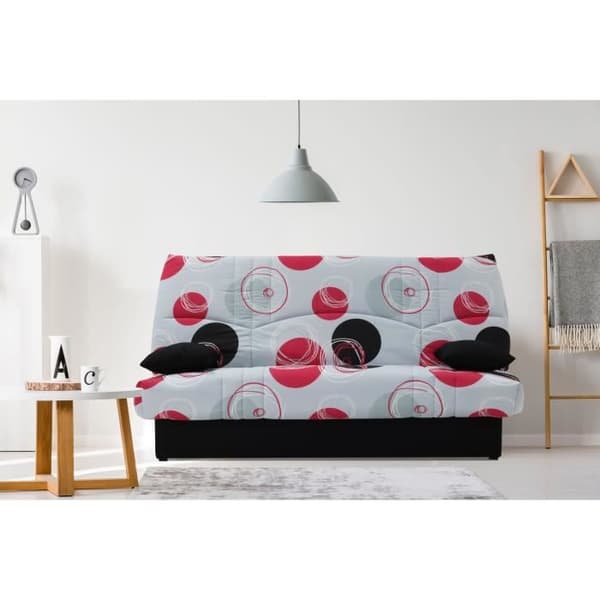 Clic clac 3 platser DREAM - 100% bomullstyg med Planete-tryck - Säng 125x190 cm - L190 x D92 x H96 cm