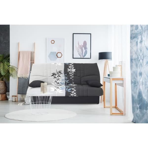 Clic clac 3 platser DREAM - 100% bomullstyg med Ramage-tryck - Säng 125x190 cm - L190 x D92 x H96 cm