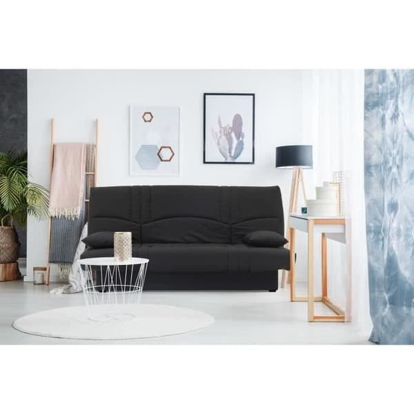 3-sits bäddsoffa - Svart tyg - L 190 x D 92 cm - DREAM - Modern stil