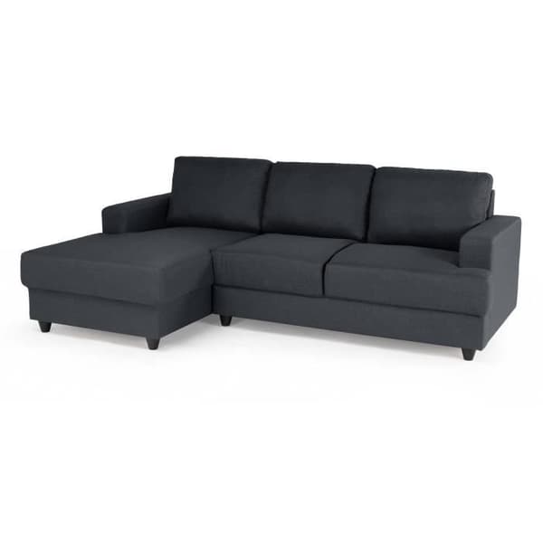 Paul 4-sits vänster hörnsoffa - Antracitgrått tyg - L 215 x D 140 cm - Tillverkad i Ukraina
