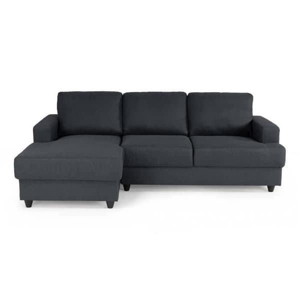 Paul 4-sits vänster hörnsoffa - Antracitgrått tyg - L 215 x D 140 cm - Tillverkad i Ukraina