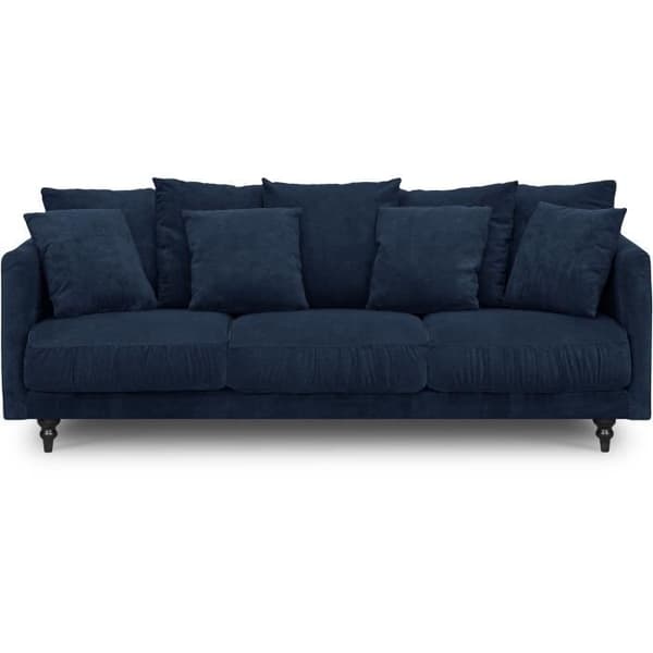 4-sits fast rak soffa - Blått tyg - Klassisk - L 212 x D 93 cm - CONSTANCE