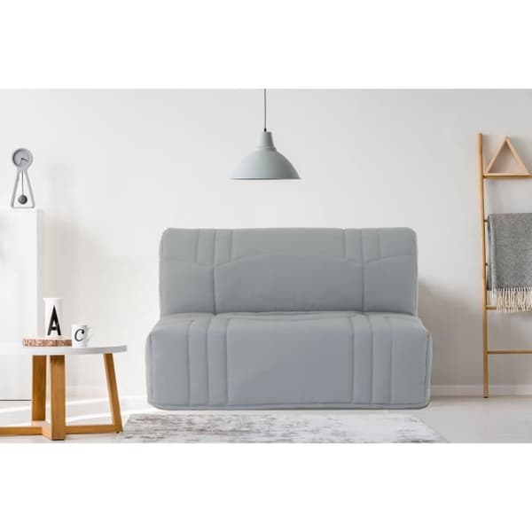 BZ DREAM bänk - 100 % bomull ljusgrått tyg - Säng 140x190 cm